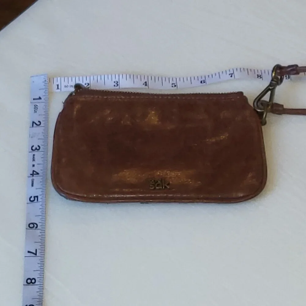 The Sak Wristlet Leather Bag Patchwork Striped Boho Wallet Retro